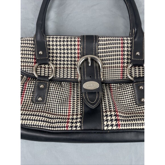 VTG Y2K Chaps houndstooth herringbone plaid bag purse twee preppy - Picture 2 of 13